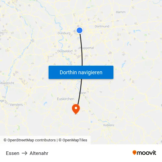 Essen to Altenahr map