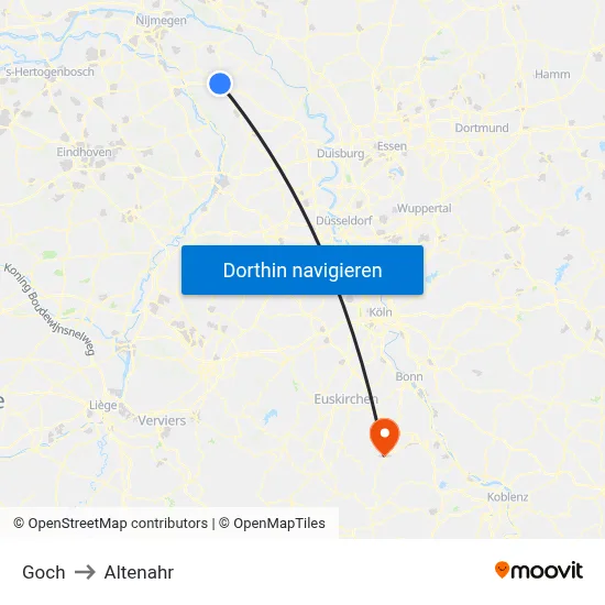 Goch to Altenahr map