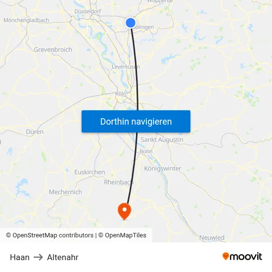 Haan to Altenahr map