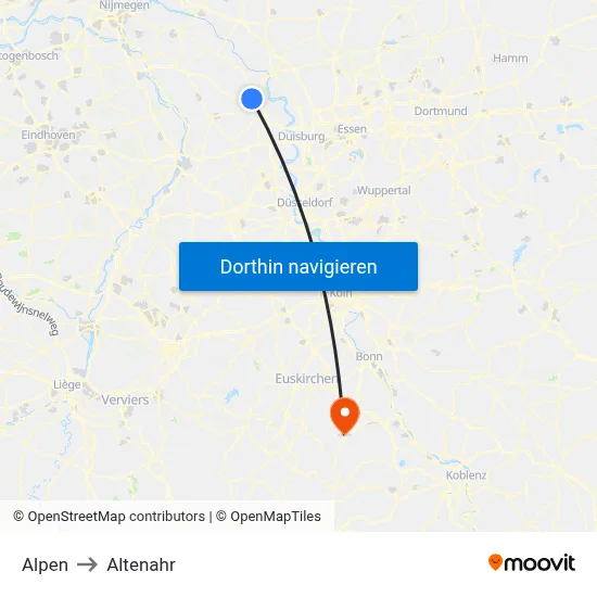 Alpen to Altenahr map