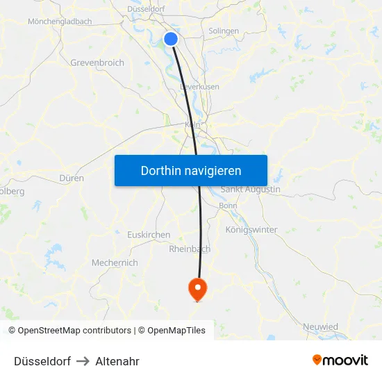 Düsseldorf to Altenahr map