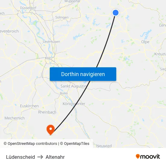 Lüdenscheid to Altenahr map