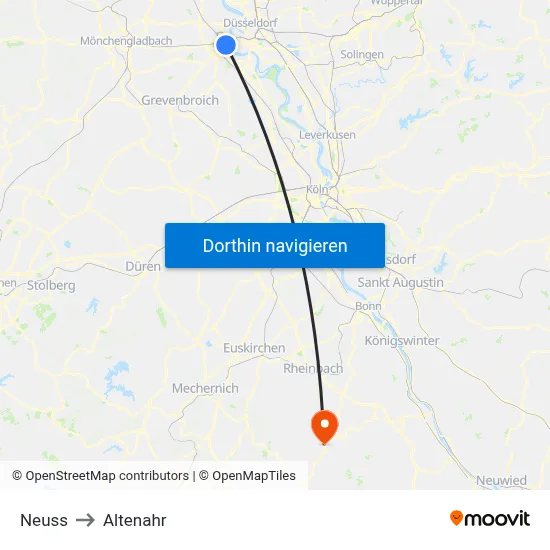 Neuss to Altenahr map