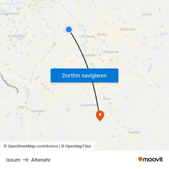 Issum to Altenahr map