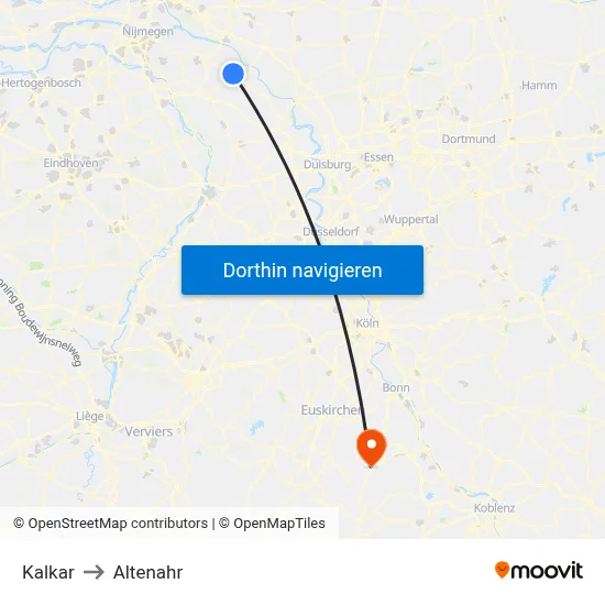 Kalkar to Altenahr map