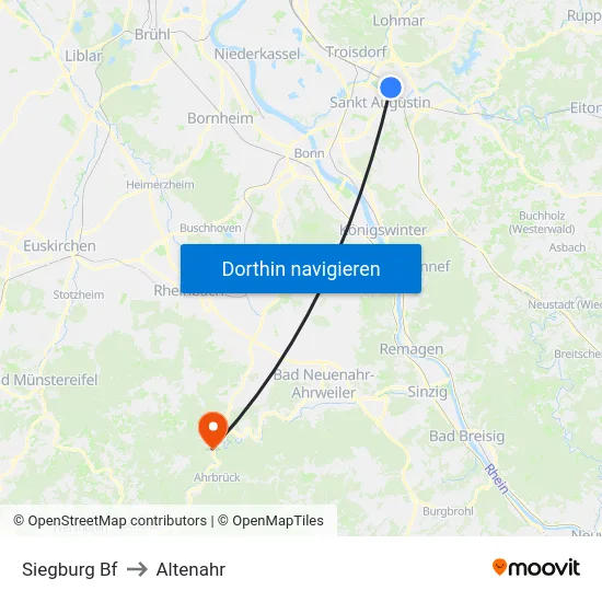 Siegburg Bf to Altenahr map