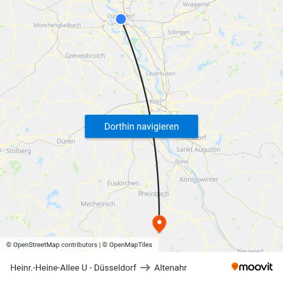 Heinr.-Heine-Allee U - Düsseldorf to Altenahr map