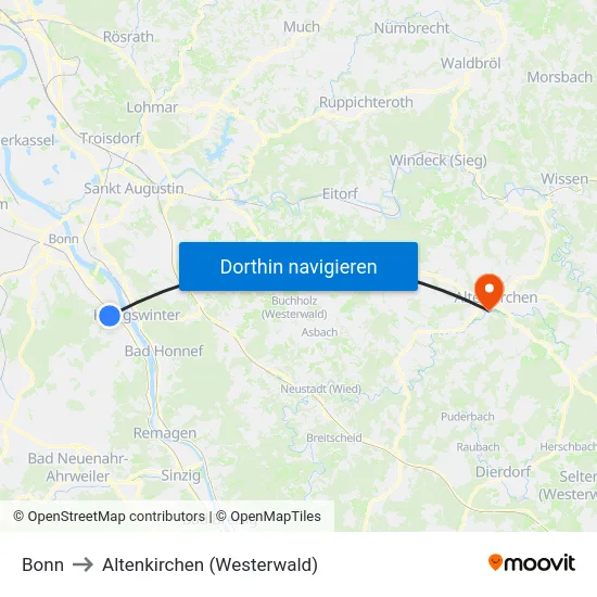 Bonn to Altenkirchen (Westerwald) map