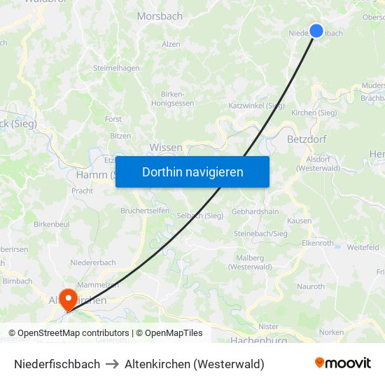 Niederfischbach to Altenkirchen (Westerwald) map