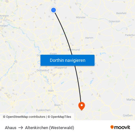 Ahaus to Altenkirchen (Westerwald) map