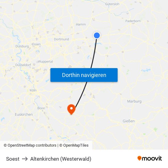 Soest to Altenkirchen (Westerwald) map