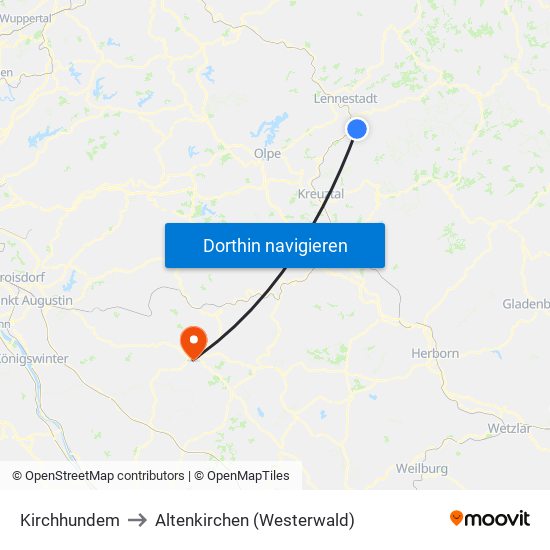 Kirchhundem to Altenkirchen (Westerwald) map