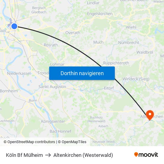 Köln Bf Mülheim to Altenkirchen (Westerwald) map