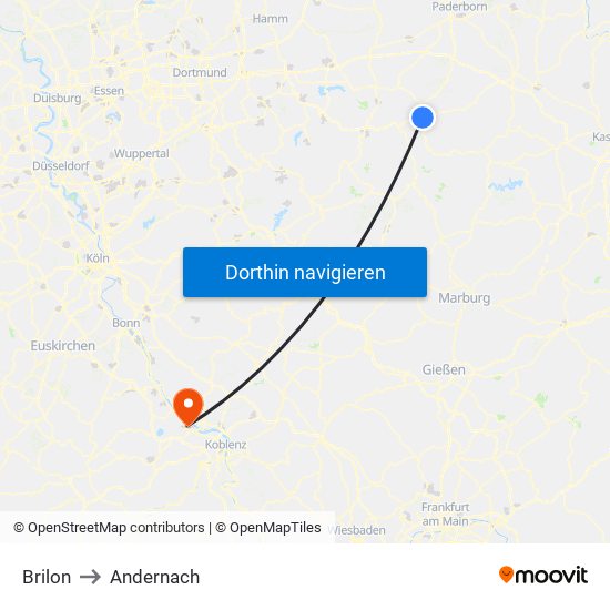 Brilon to Andernach map