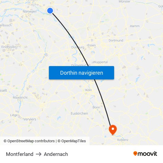 Montferland to Andernach map