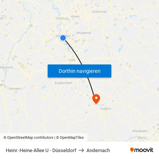 Heinr.-Heine-Allee U - Düsseldorf to Andernach map