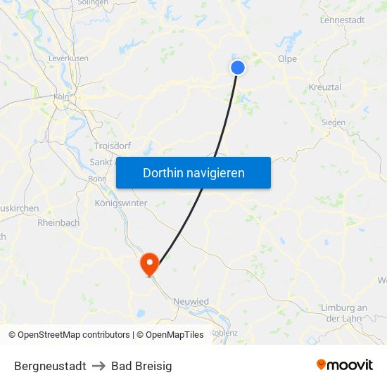 Bergneustadt to Bad Breisig map