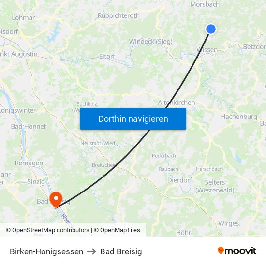 Birken-Honigsessen to Bad Breisig map