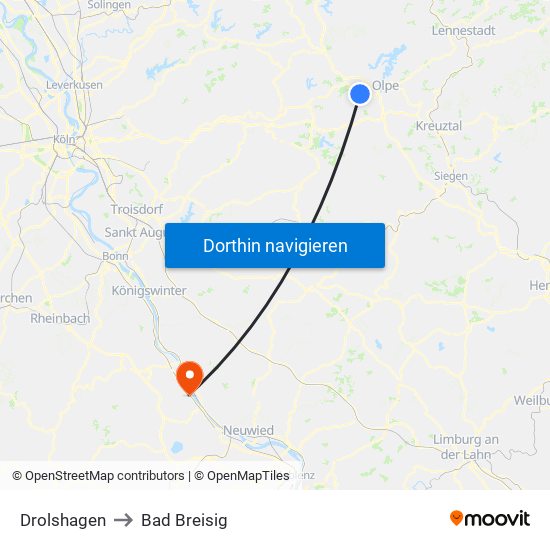 Drolshagen to Bad Breisig map