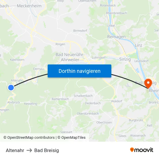 Altenahr to Bad Breisig map