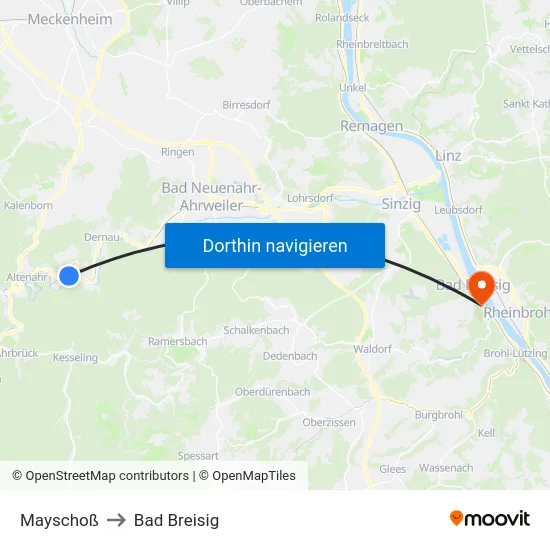 Mayschoß to Bad Breisig map