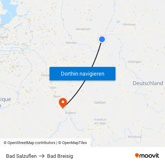 Bad Salzuflen to Bad Breisig map