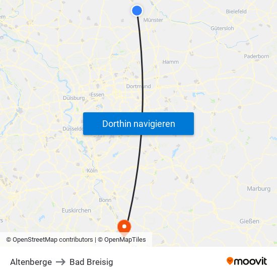 Altenberge to Bad Breisig map