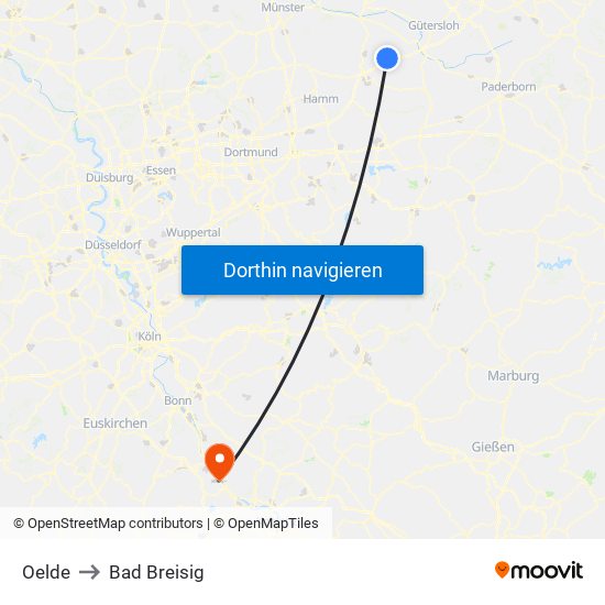 Oelde to Bad Breisig map