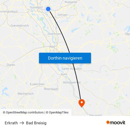 Erkrath to Bad Breisig map