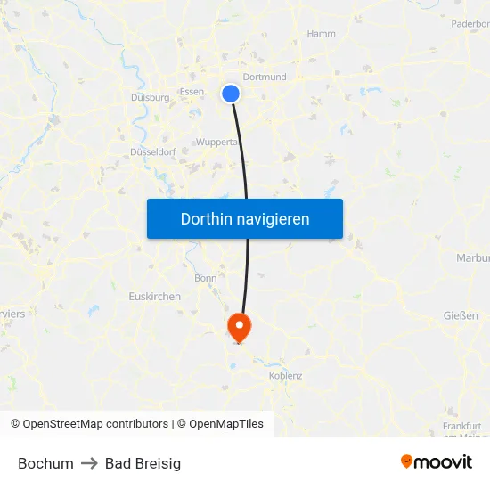 Bochum to Bad Breisig map