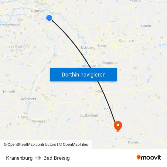 Kranenburg to Bad Breisig map