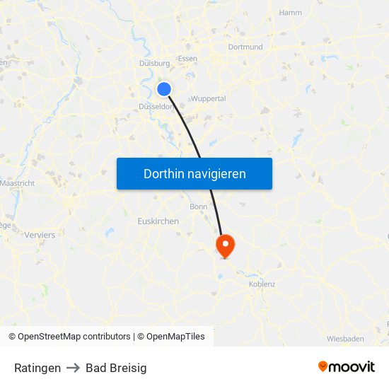 Ratingen to Bad Breisig map