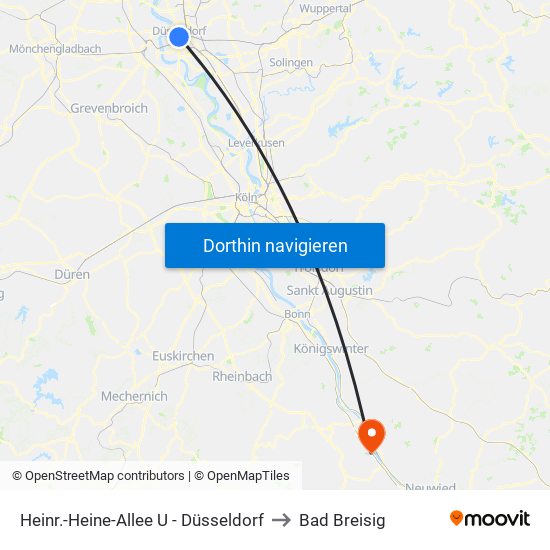 Heinr.-Heine-Allee U - Düsseldorf to Bad Breisig map