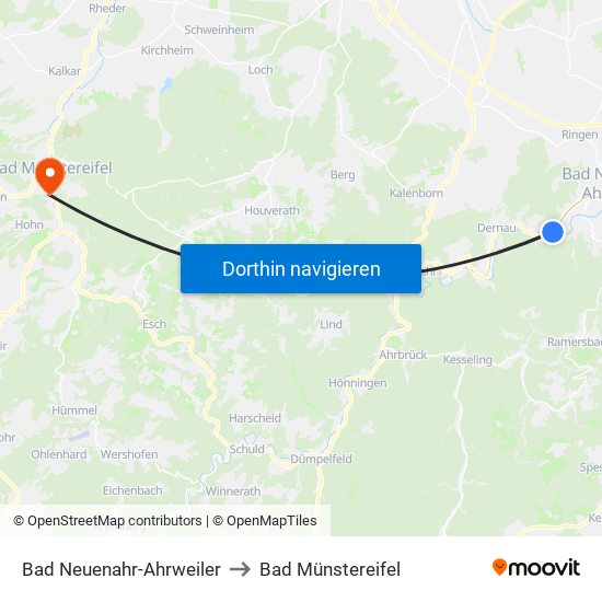 Bad Neuenahr-Ahrweiler to Bad Münstereifel map