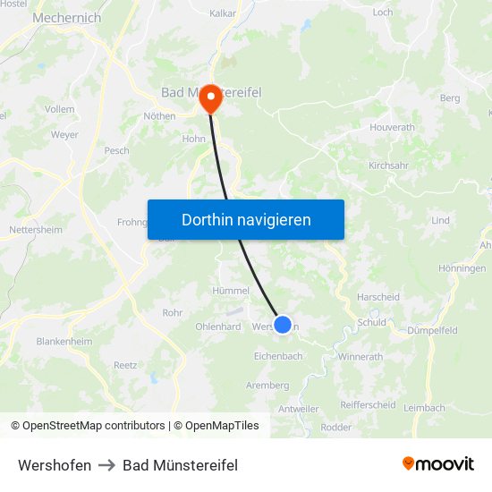 Wershofen to Bad Münstereifel map