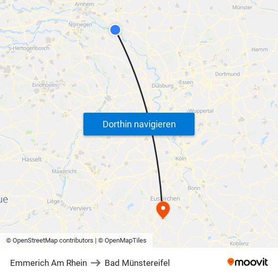 Emmerich Am Rhein to Bad Münstereifel map