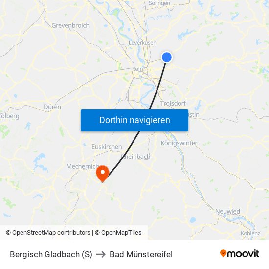 Bergisch Gladbach (S) to Bad Münstereifel map