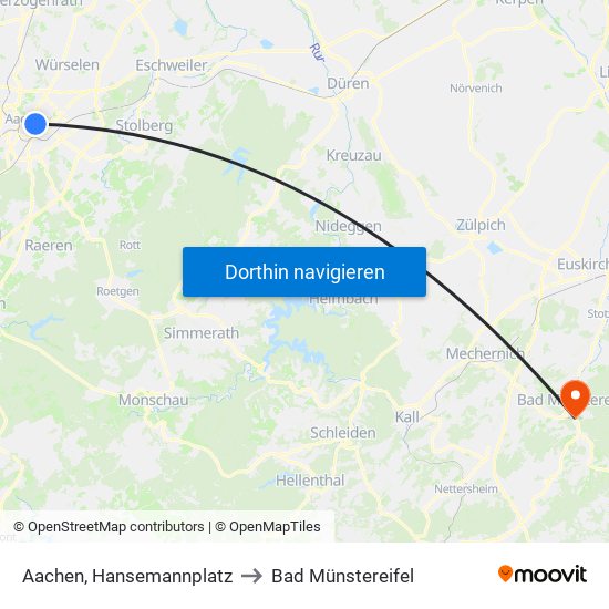 Aachen, Hansemannplatz to Bad Münstereifel map