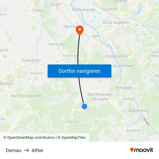 Dernau to Alfter map
