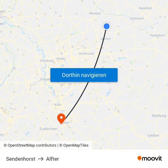 Sendenhorst to Alfter map