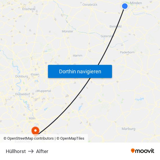 Hüllhorst to Alfter map