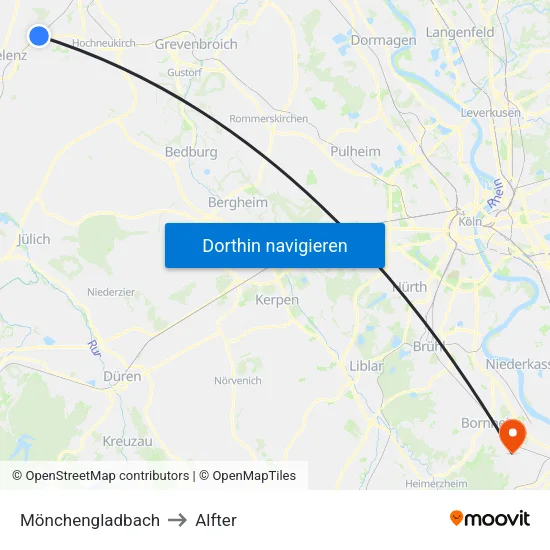 Mönchengladbach to Alfter map