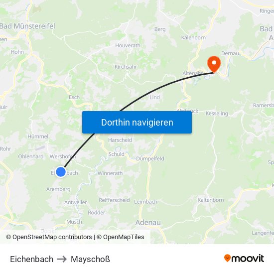 Eichenbach to Mayschoß map