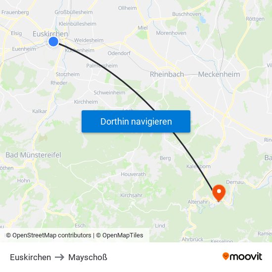 Euskirchen to Mayschoß map