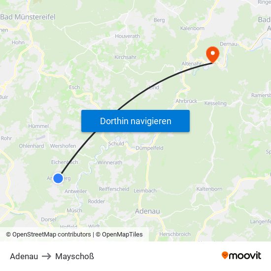 Adenau to Mayschoß map