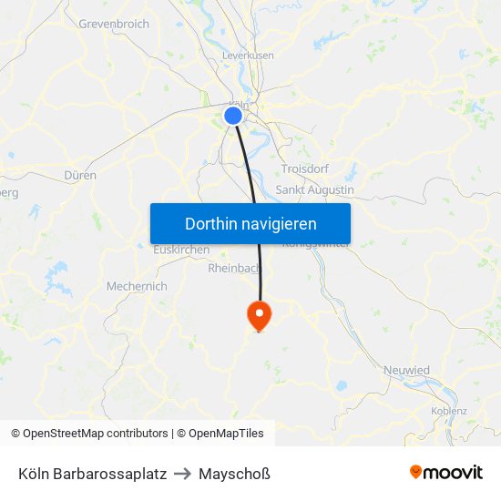 Köln Barbarossaplatz to Mayschoß map