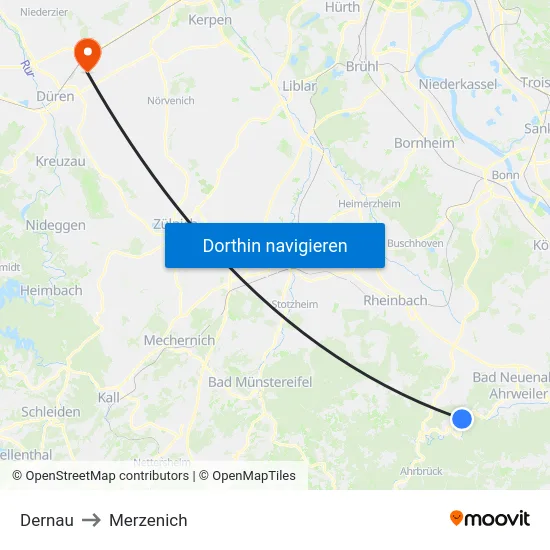 Dernau to Merzenich map