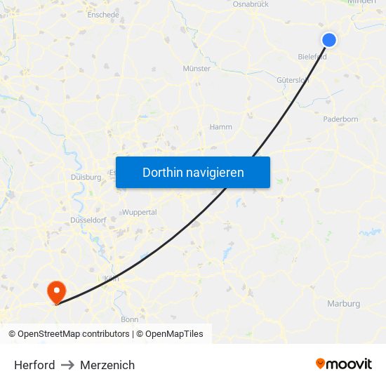 Herford to Merzenich map