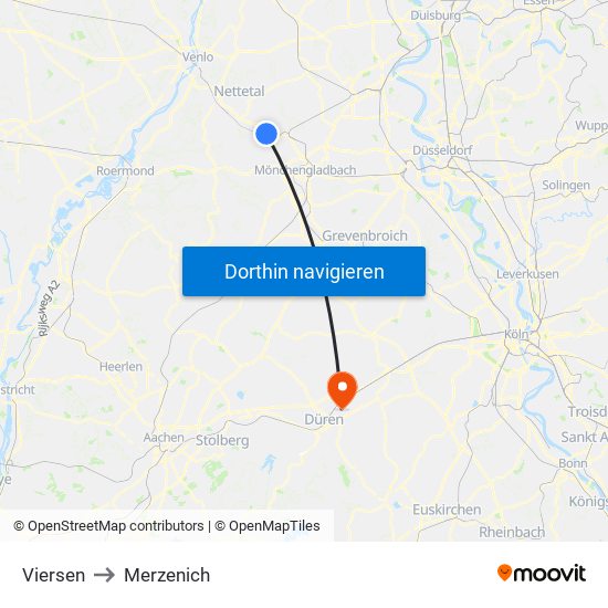 Viersen to Merzenich map