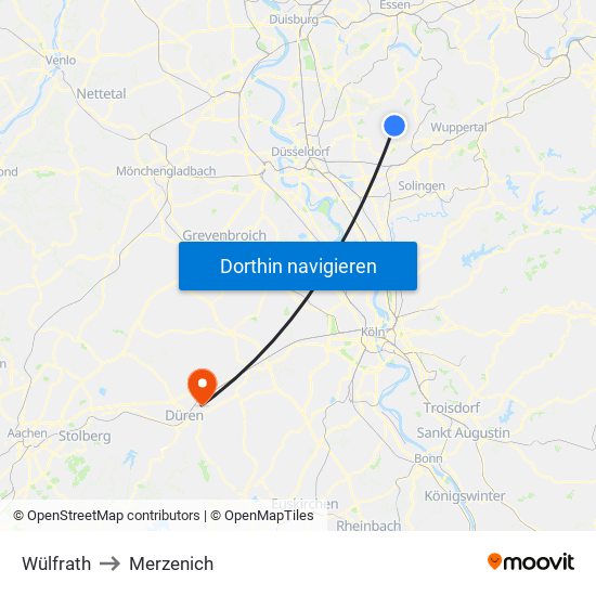 Wülfrath to Merzenich map